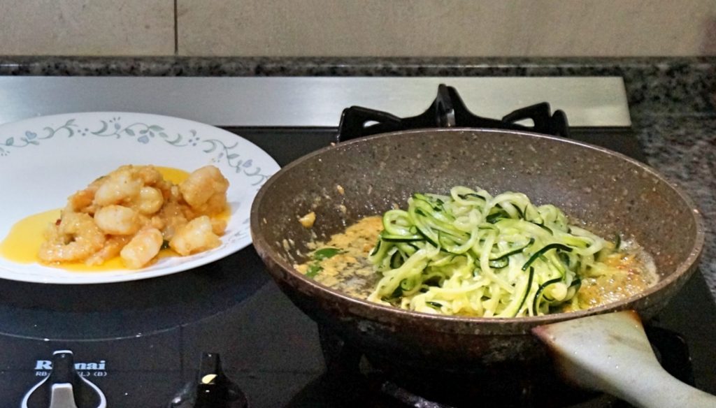 Salted Egg Prawn Zoodles